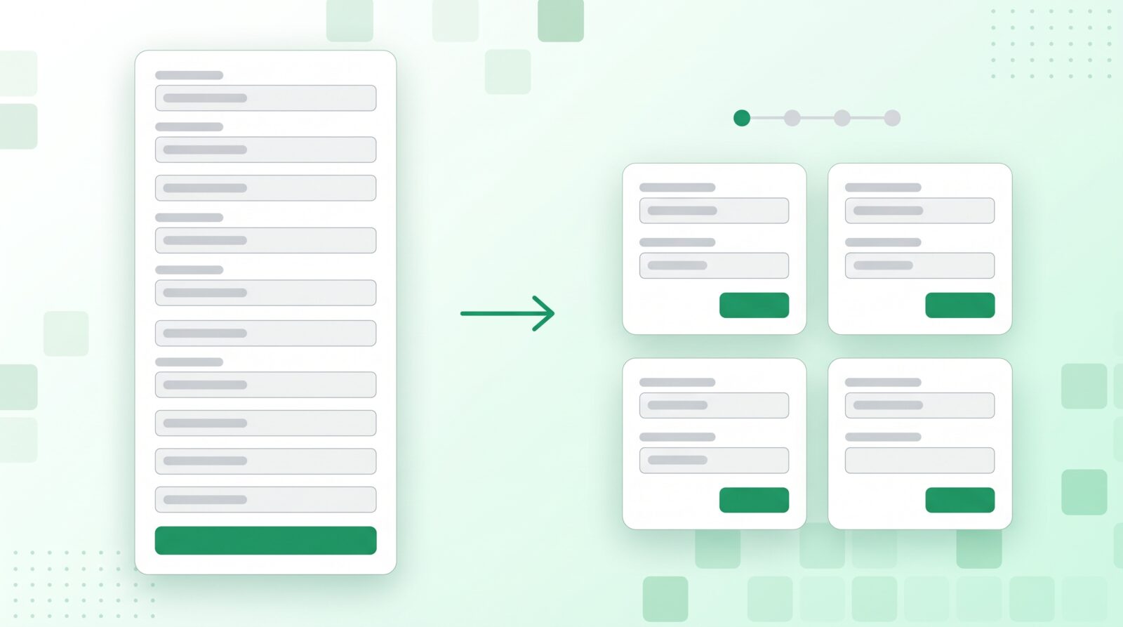 A long WordPress form split into four short steps