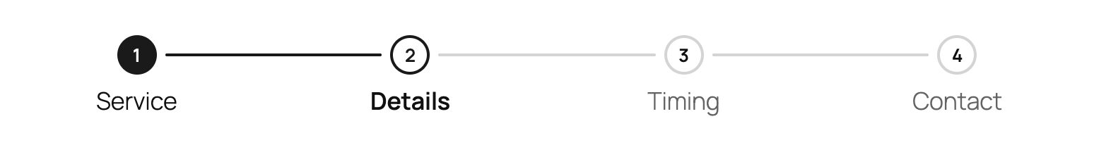 Four progress bar styles for a WordPress multi-step form: numbered, bar, labels and text