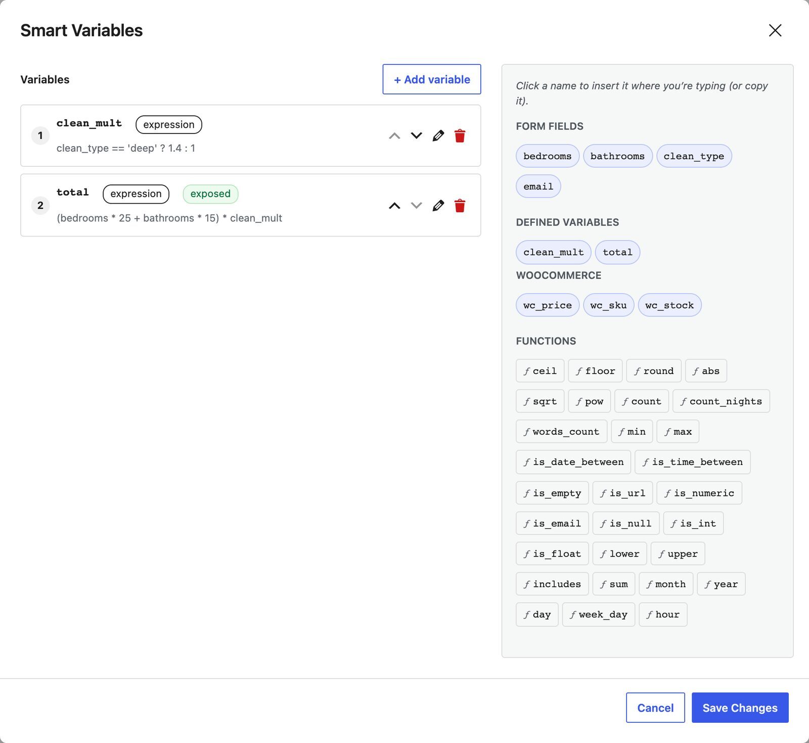 A Cost Calculator Builder if/else formula ported to CraftForms Smart Variables