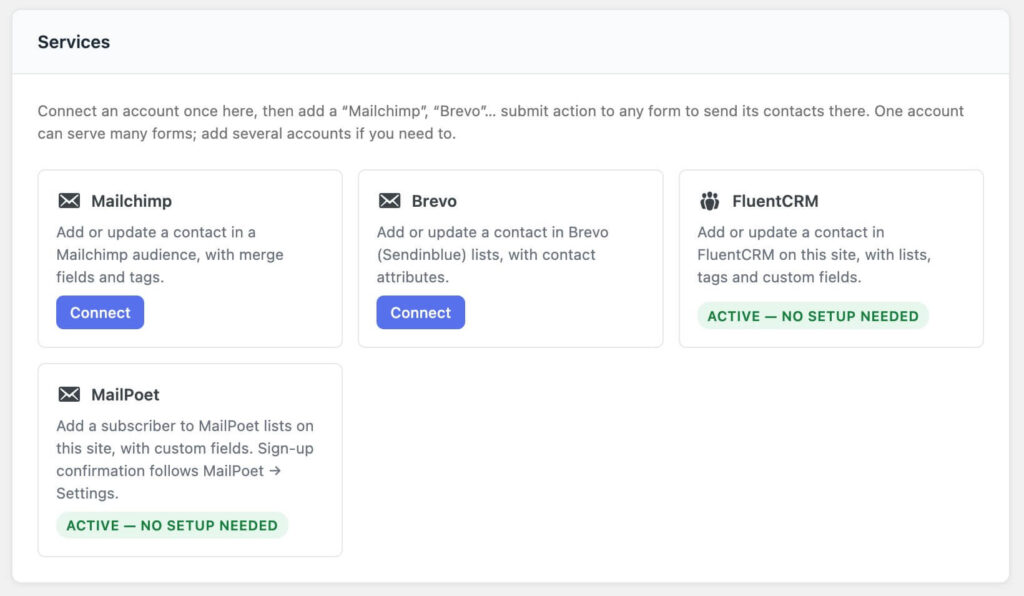 Craftforms 2 0 integrations