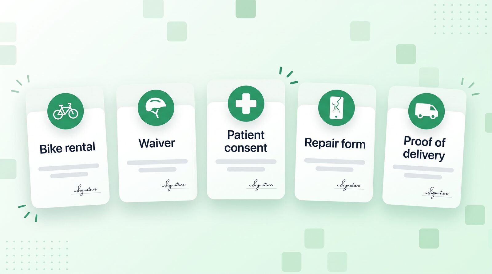 Five business uses for a WordPress form signature field: rentals, waivers, consent, claims and delivery sign-off