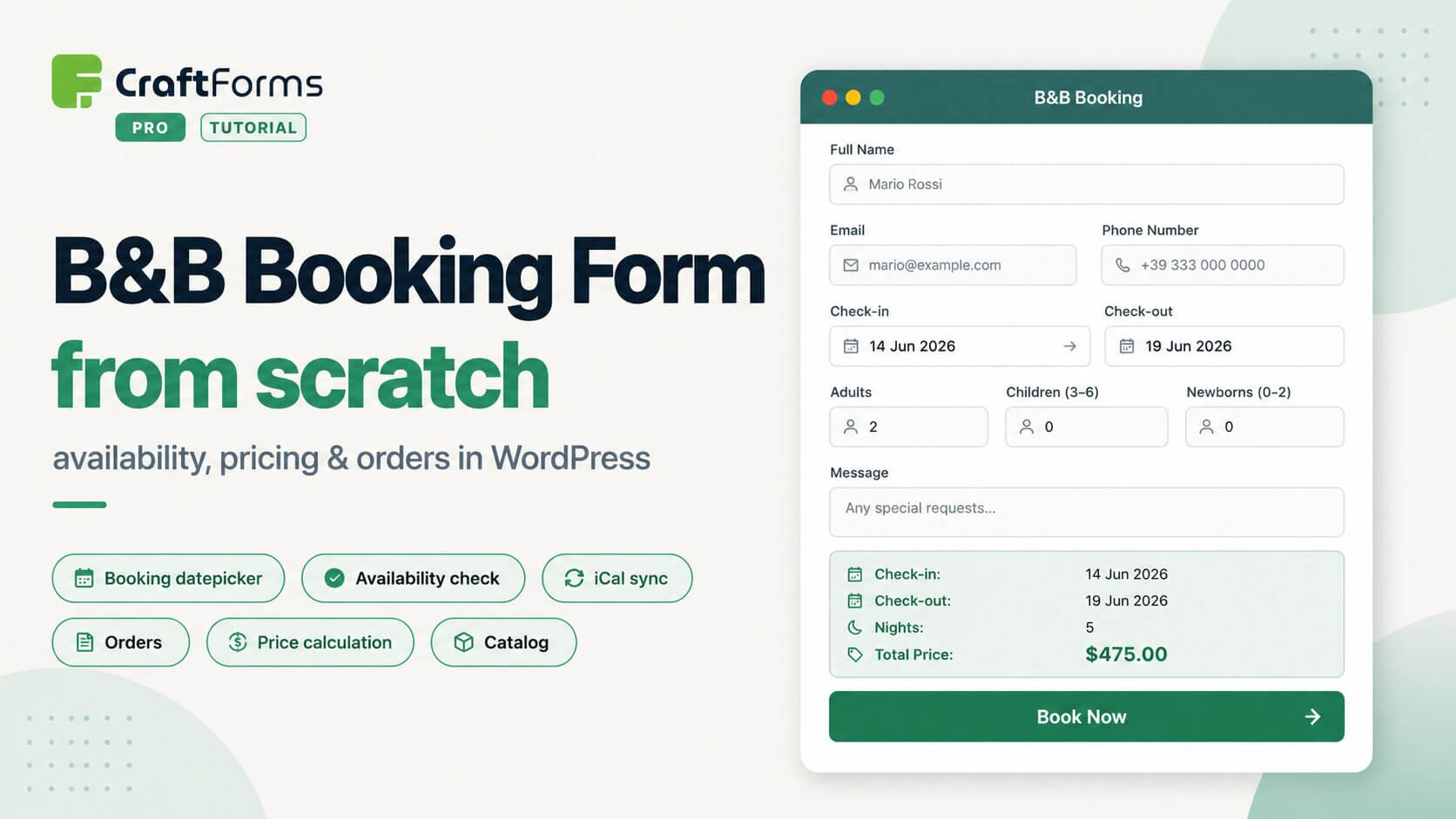 Build a B&B Booking Form with Availability and Orders