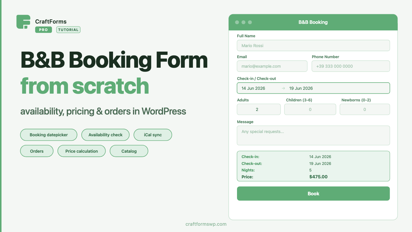 Build a B&B Booking Form with Availability and Orders