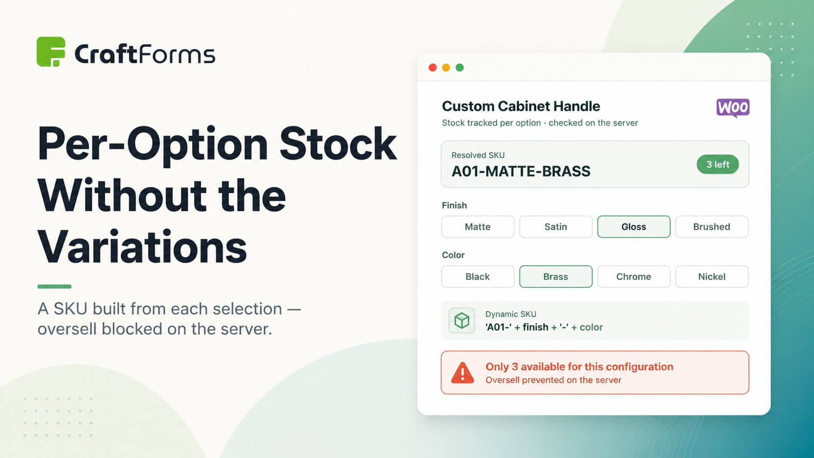 Track WooCommerce Stock by Option — No Variations
