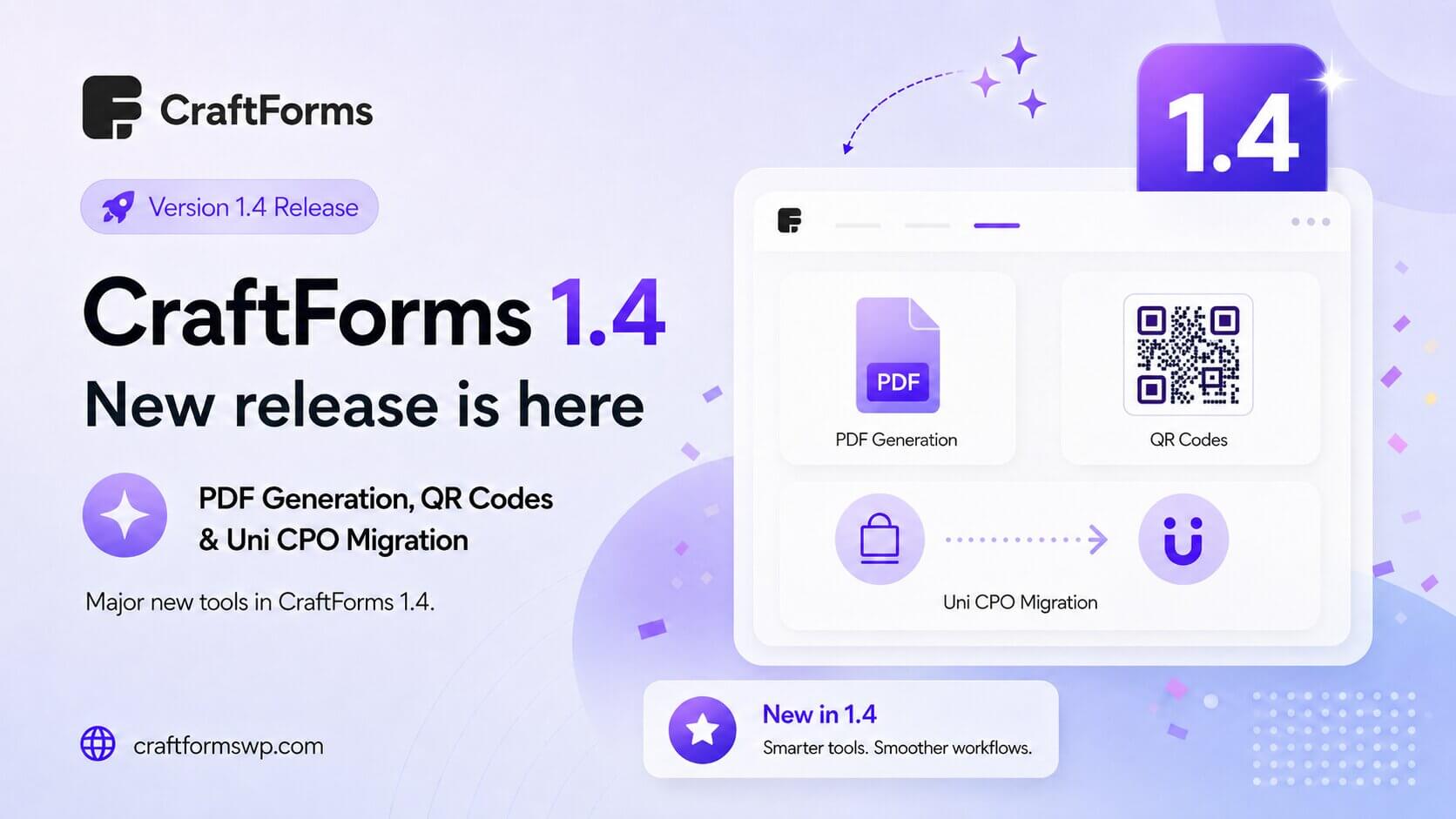 CraftForms 1.4 — PDF Generation, QR Codes, and a Uni CPO Migration Path