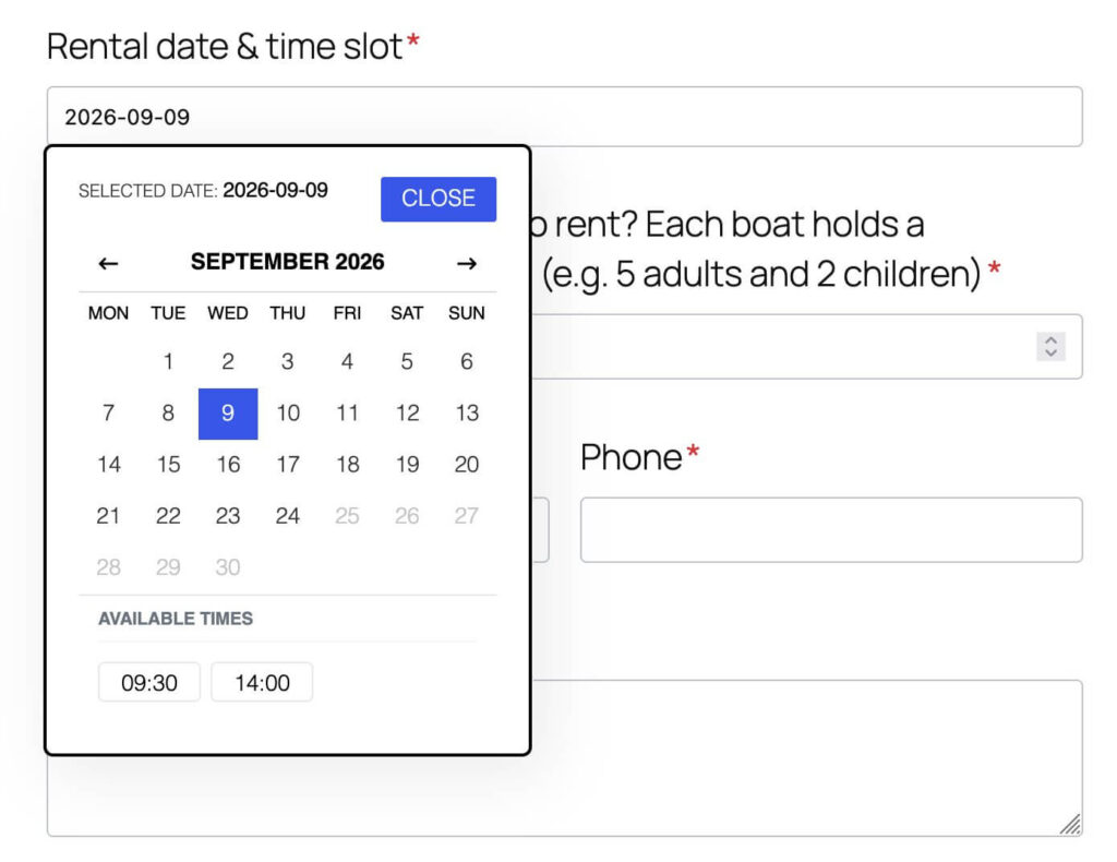 Cf boat rent september