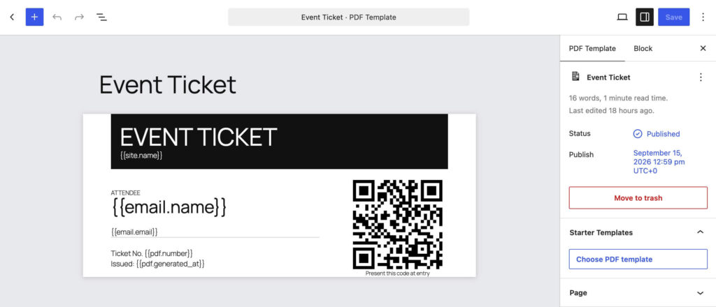 Craftforms pdf ticket