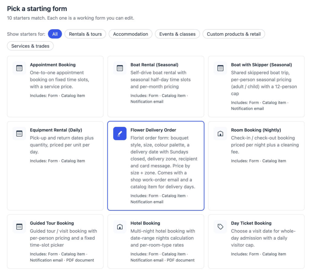 Craftforms flowers order